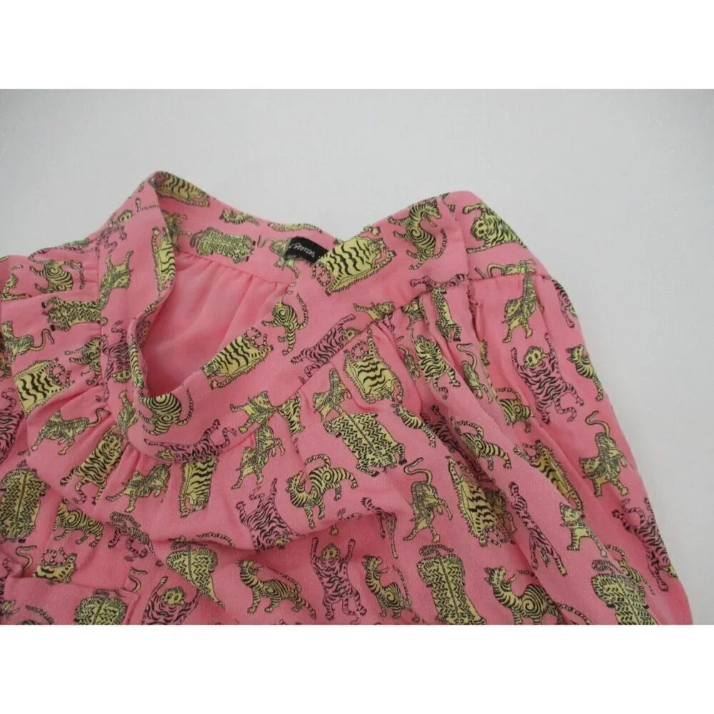 & Other Stories Womens Skirt 2 Pink Yellow Tigress Midi Skirt Animal Print Rayon